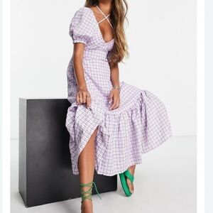 Topshop Purple Checkered Dress US 8 NWOT